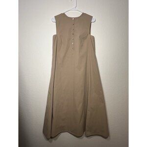 Lyn Devon Khaki Tan Beige Button Dress Large?